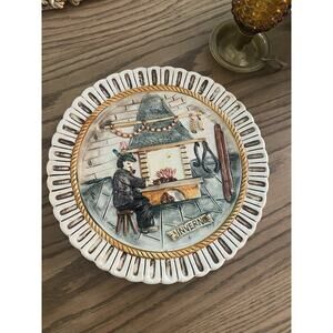 Vintage 1970s Il Falco Ceramica Italiana Four Seasons Wall Plates Italy INVERNO